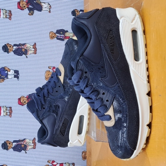 Nike Air Max 90 Dark Obsidian Blue Tan Khaki & White Women's 6.5 sneaker shoes - Picture 1 of 8